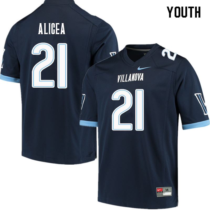 Youth #21 Isaiah Alicea Villanova Wildcats College Football Jerseys Sale-Navy